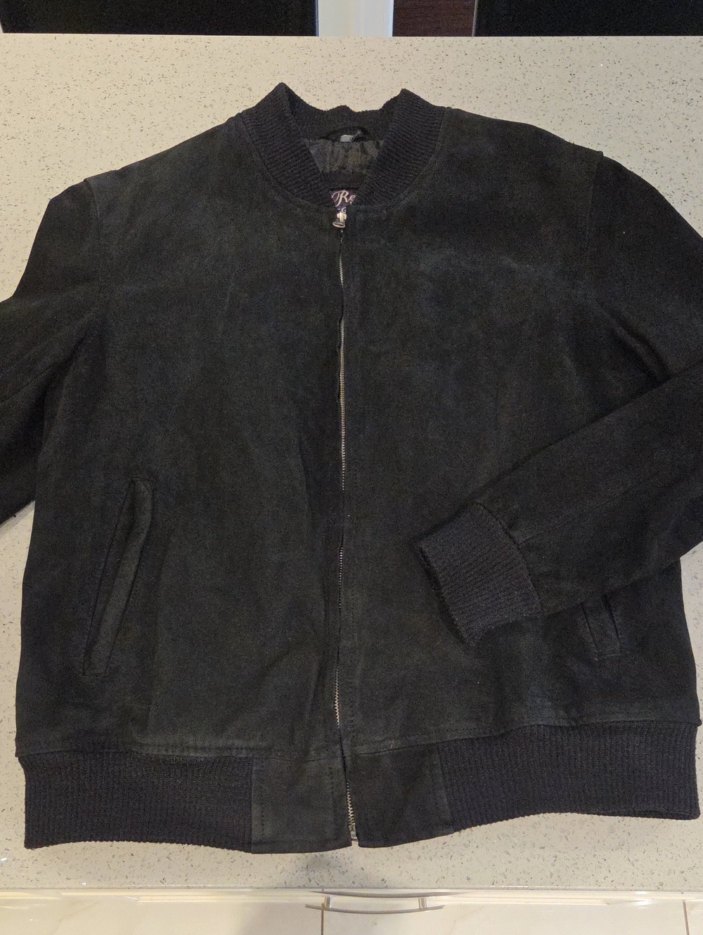 Men's Black Suede Bomber Jacket